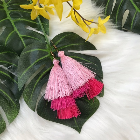 Jewelry - Ombrè Pink Tassel Earrings